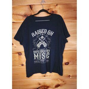 Womens Mens 3X Raised on 90's Country Music Black Long T-Shirt Short Sleeve